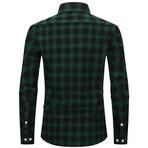 Plaid Long Sleeve Button Up // Dark Green + Black (L)