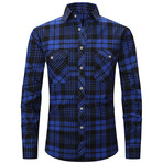 Plaid Long Sleeve Button Up // Navy + Black (XS)