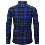 Plaid Long Sleeve Button Up // Navy + Black (XS)