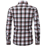 Plaid Long Sleeve Button Up // White + Gray + Red (XL)