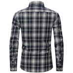 Plaid Long Sleeve Button Up // Indigo + Gray (XL)