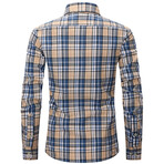 Plaid Long Sleeve Button Up // Blue + Beige (XL)