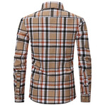 Plaid Long Sleeve Button Up // Beige + Black (L)