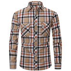 Plaid Long Sleeve Button Up // Beige + Black (L)