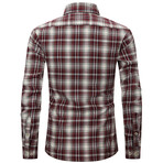 Plaid Long Sleeve Button Up // Wine + Rice (M)