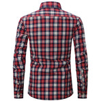 Plaid Long Sleeve Button Up // Red + Dark Blue (L)