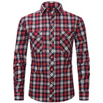 Plaid Long Sleeve Button Up // Red + Dark Blue (L)