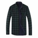 Long Sleeve Flannel Shirt // Dark Green (M)