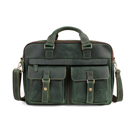 014 Messenger Leather Bag // Green