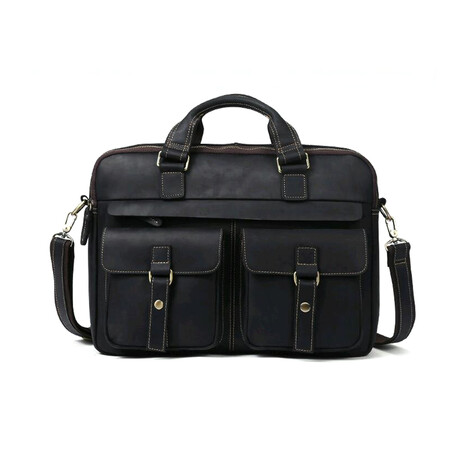 013 Messenger Leather Bag // Black