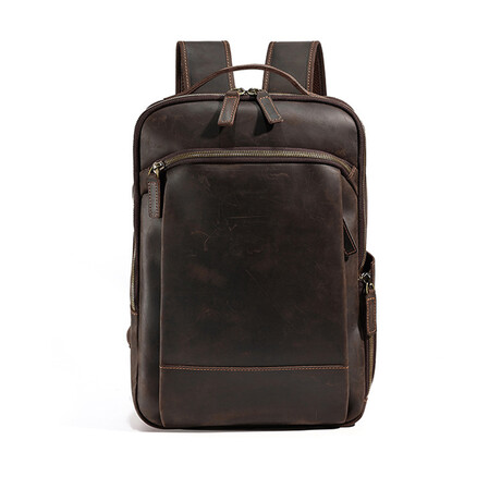038 Backpack Leather Bag // Dark Brown