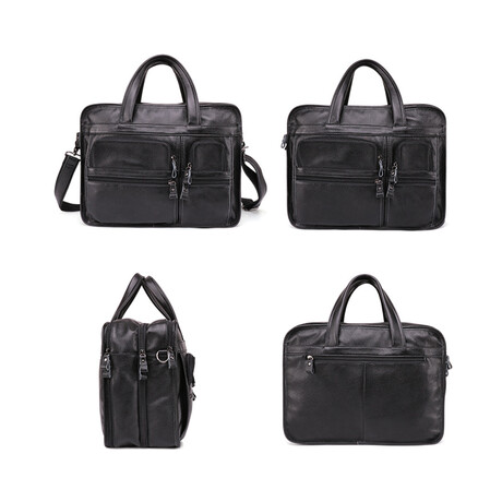 005 Messenger Leather Bag // Black