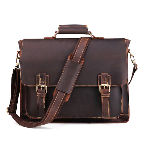 020 Messenger Leather Bag // Dark Brown