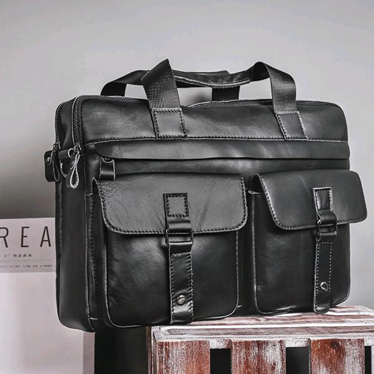 007 Messenger Leather Bag // Black - Amedeo Exclusive Leather Bags ...