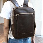 038 Backpack Leather Bag // Dark Brown