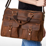 010 Messenger Leather Bag // Brown