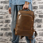 039 Backpack Leather Bag // Brown