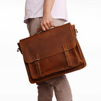 021 Briefcase Leather Bag // Tan