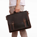 020 Messenger Leather Bag // Dark Brown