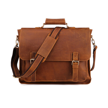 021 Briefcase Leather Bag // Tan