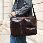 029 Backpack Leather Bag // Dark Brown