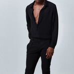 Solid Button Up Shirt // Midnight Black (M)