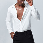 Solid Button Up Shirt // Off-White (L)