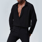 Solid Button Up Shirt // Midnight Black (M)