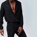 Solid Button Up Shirt // Midnight Black (M)