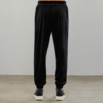 Solid Velvet Sweatshirt & Pants Set // Black (XL)