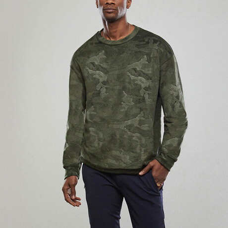 Camouflage Velvet Sweatshirt // Green (S)