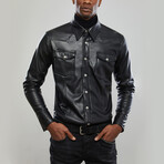 Leather Western Overshirt // Black (XL)