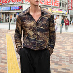 Horse Button Up Shirt  // Brown (M)