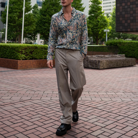 Ethnic Paisley Button Up Shirt // Blue (S)