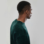 Leopard Print Velvet Sweatshirt // Green (XL)