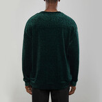 Leopard Print Velvet Sweatshirt // Green (XL)