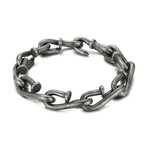 Dell Arte // Gun Metal Stainless Steel Nail Bracelet // Dark Silver