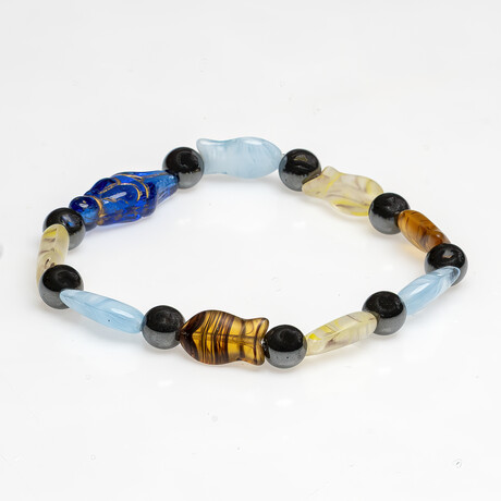 Jean Claude Jewelry // Bohemian Crystal Lucky Fishes Beads Stretch Bracelet // Multicolor