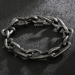 Dell Arte // Gun Metal Stainless Steel Nail Bracelet // Dark Silver