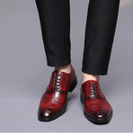 Oxford Men Dress Shoes // Crocodile Pattern // Burgundy (Euro: 45)