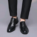 Oxford Men Dress Shoes // Crocodile Pattern // Black (Euro: 48)