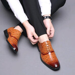 Oxford Men Dress Shoes // Crocodile Pattern // Tan (Euro: 44)