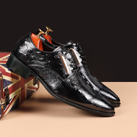 Oxford Men Dress Shoes //  Textured // Black (Euro: 37)