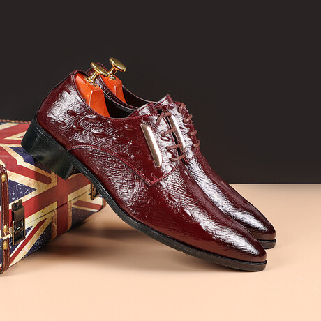 Oxford Men Dress Shoes //  Textured // Burgundy (Euro: 37)