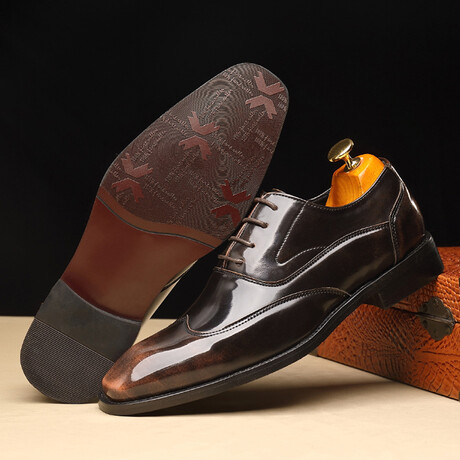 Oxford Men Dress Shoes // Shiny Brown (Euro: 37)