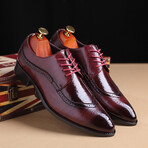 Brogue Men Dress Shoes // Scales Pattern // Burgundy (Euro: 37)