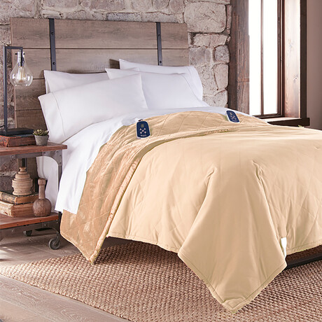 Ultra Velvet Microflannel Electric Blankets // Camel (Full // 72x90)