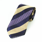 Silk Neck Tie // Purple + Champagne Lines