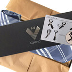 Silk Neck Tie // Blue + Gray with White Lines