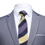 Silk Neck Tie // Purple + Champagne Lines